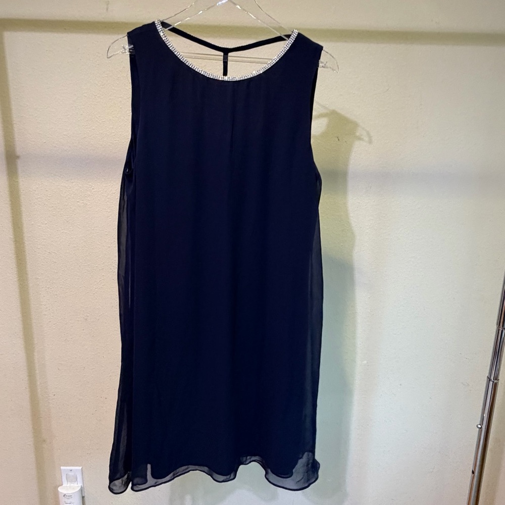MSK Navy Dress with Silver Rhinestone Trim